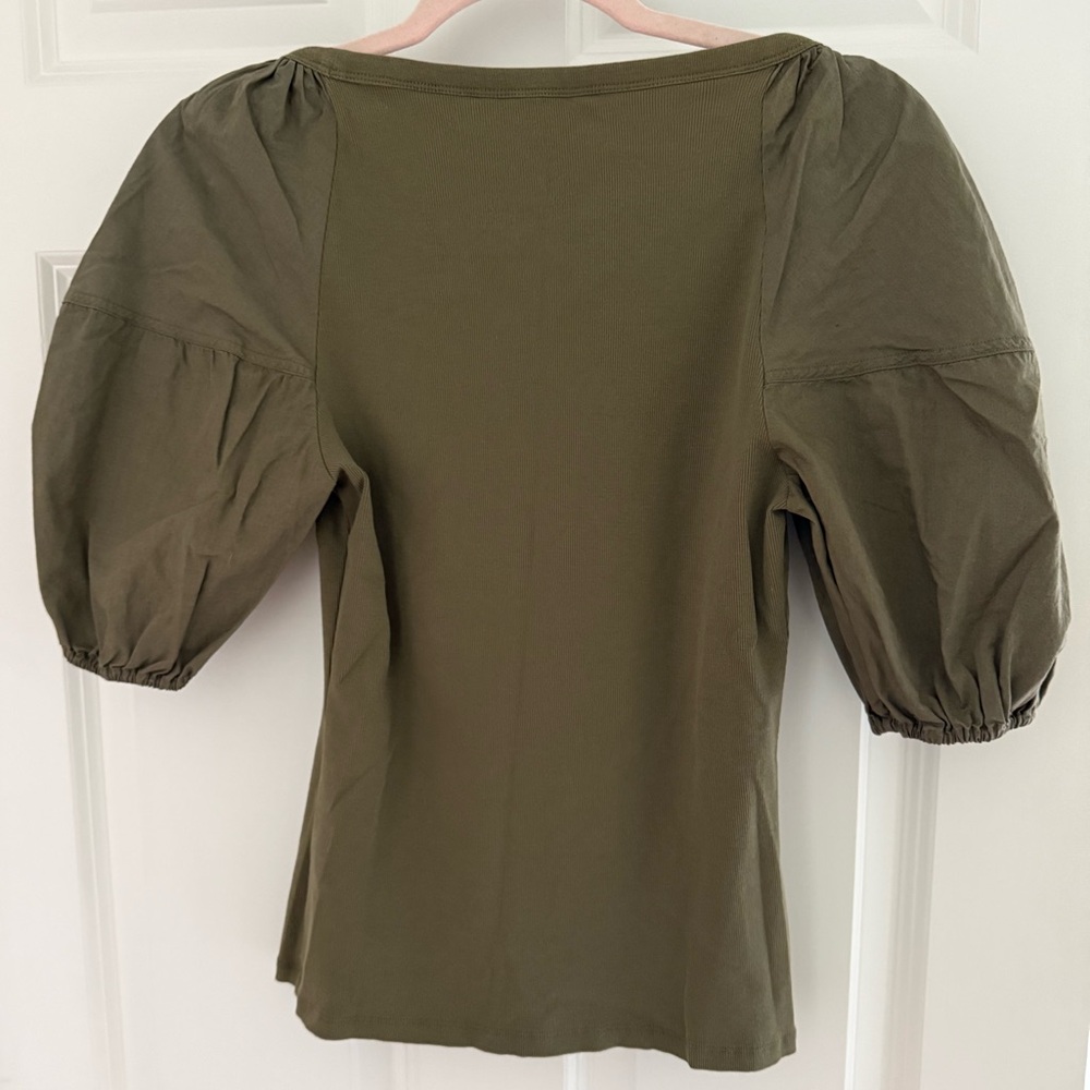 Lauren Ralph Lauren Olive Puff Sleeve Knit Top Size Small - Picture 4 of 4